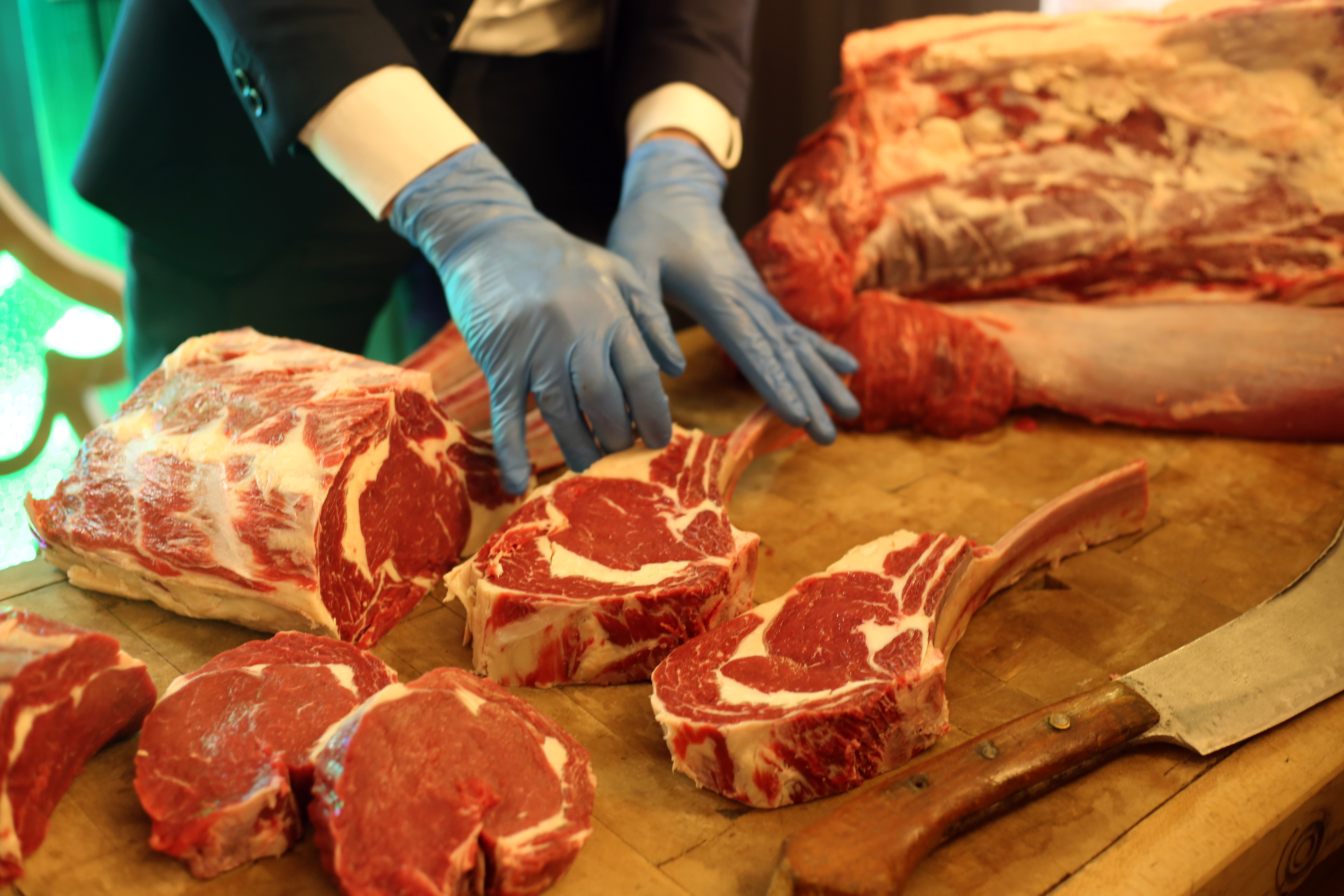 Beef cuts on a block